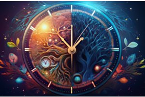 Illustratie van het circadiaans ritme met dag- en nachtcyclus, biologische klok en lichtinvloed